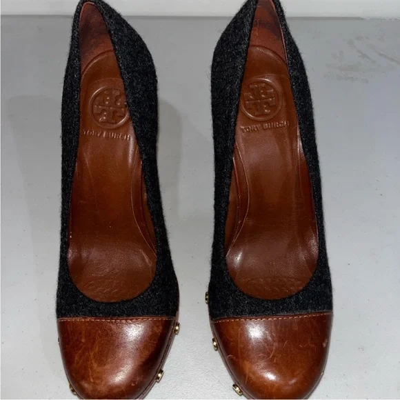 Tory burch Stylish Women's Brown and Gray Heels - Picture 6 of 6